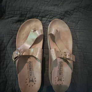 Mephisto Metallic Gold Slide Sandals